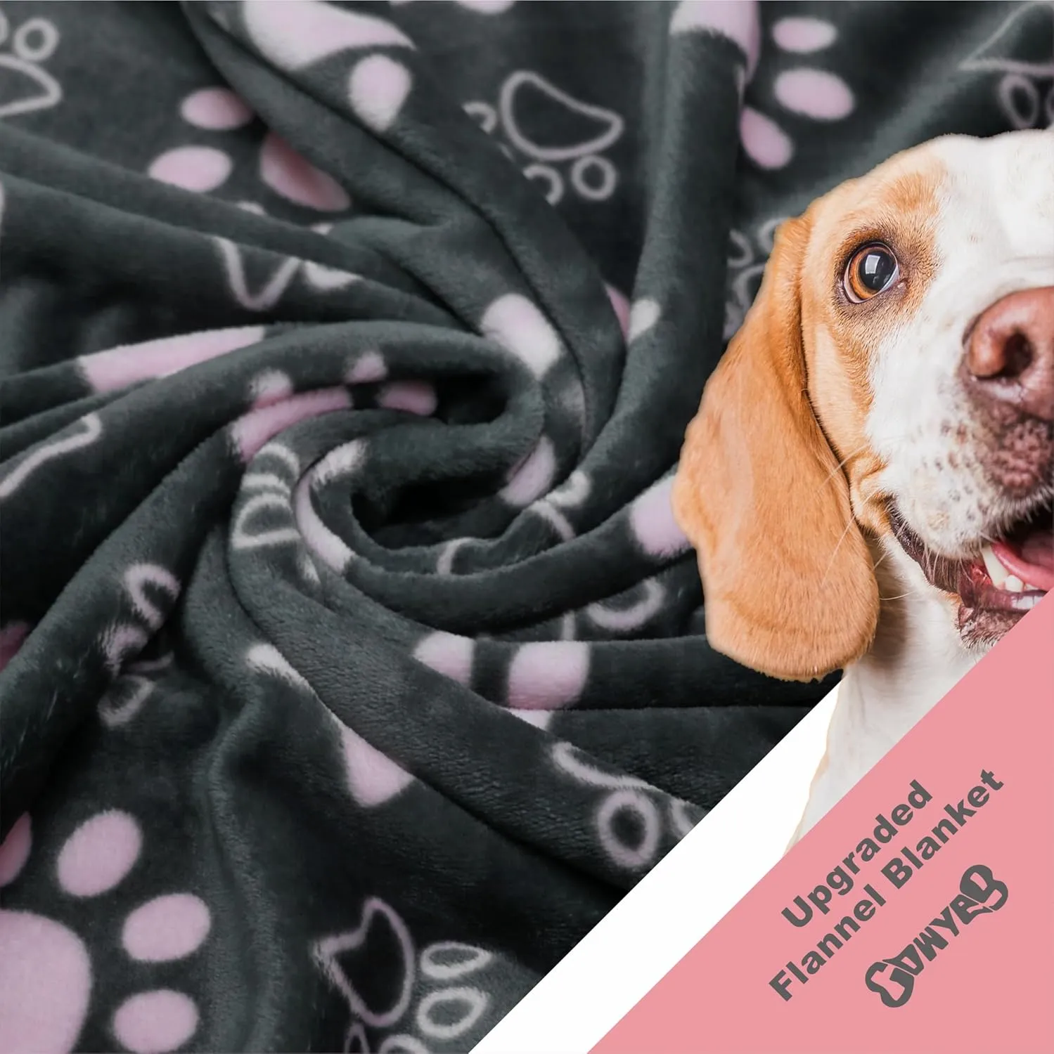 1 Pack 3 Dogs Blankets for Large & Medium Dogs Washable, Super Soft Fluffy Premium Fleece Pet Blanket Flannel Throw for Dog Puppy Cat Paw Dog Products, Grey Pink, 41x31 inch