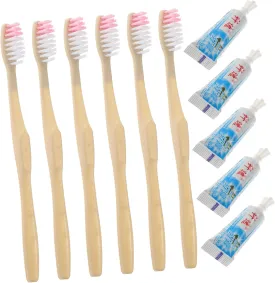 10pcs Travel Toothbrush and Toothpaste Set Disposable Hotel Toothbrush Kit Mixed Colors for Convenient Travel and Business Trips Random Color