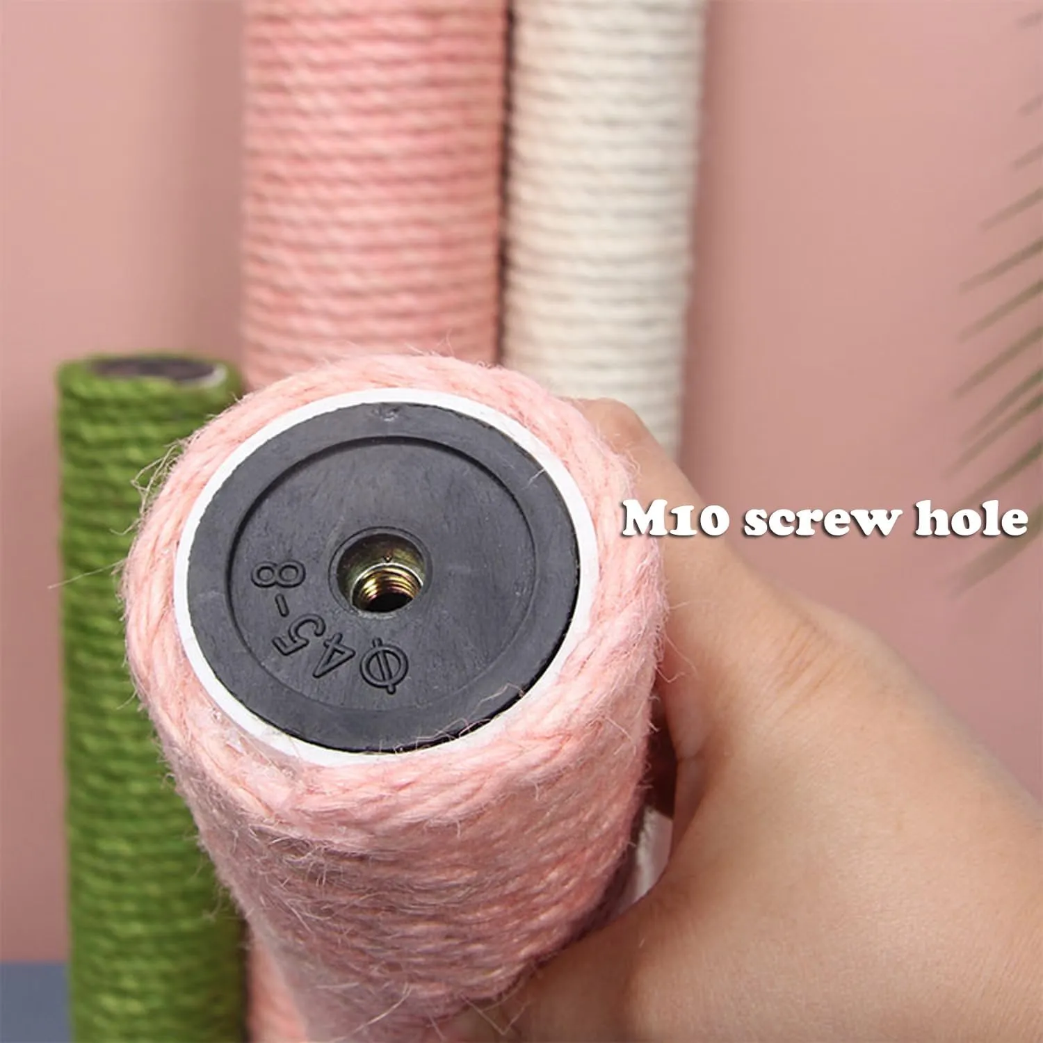 2Pcs M10 Cat Tree Replacement Posts - 10mm Bolt Sisal Cat Scratching Post Replacement Pole DIY M10 Bolt Sturdy PVC Tubes 3.34 * 15" (White)