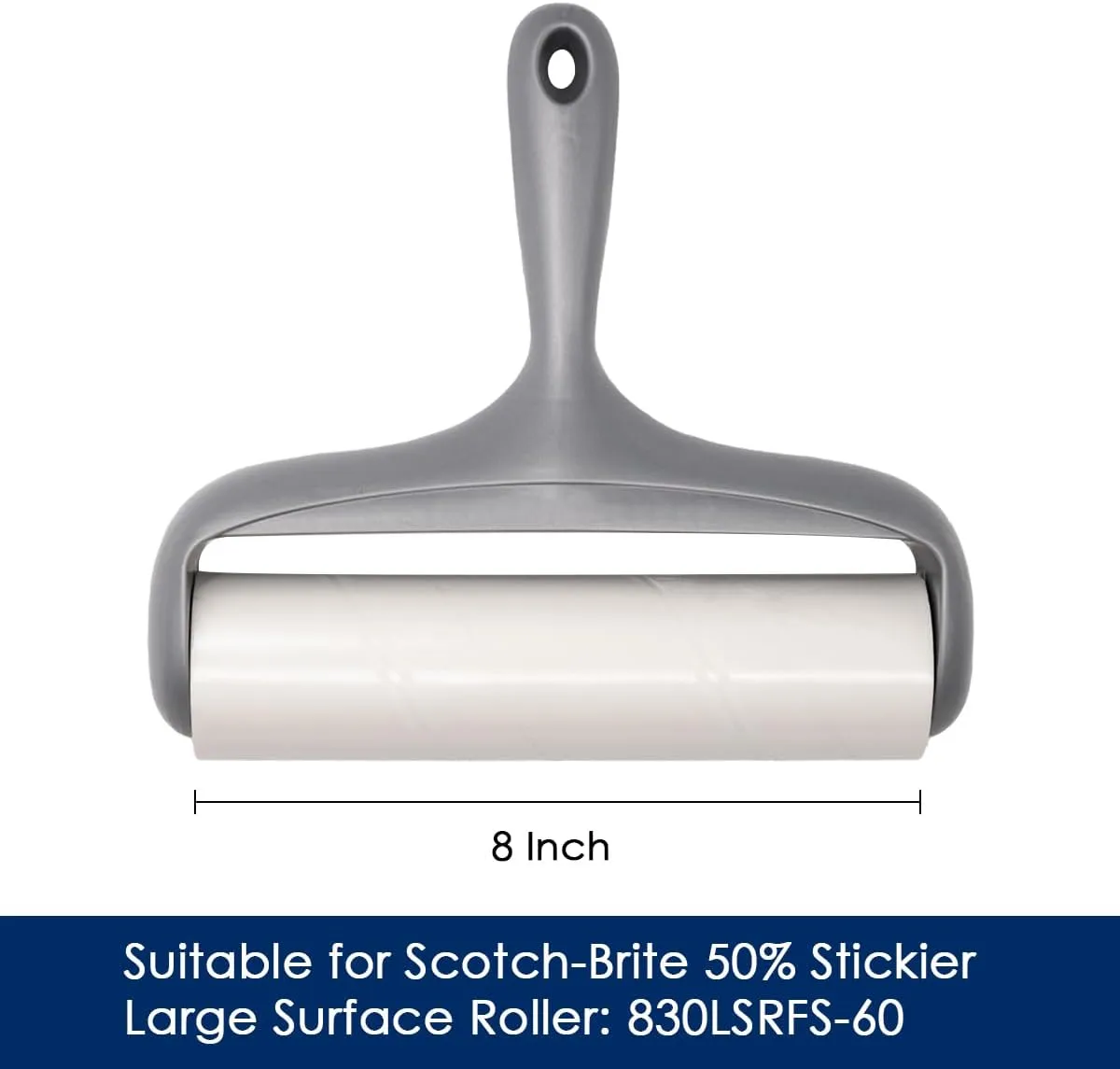 8 inch Lint Roller Refill for Scotch-Brite 50% Stickier Large Surface Lint Roller, Works Great On Pet Hair (60 Sheets per Roll, 240 Sheets Total)