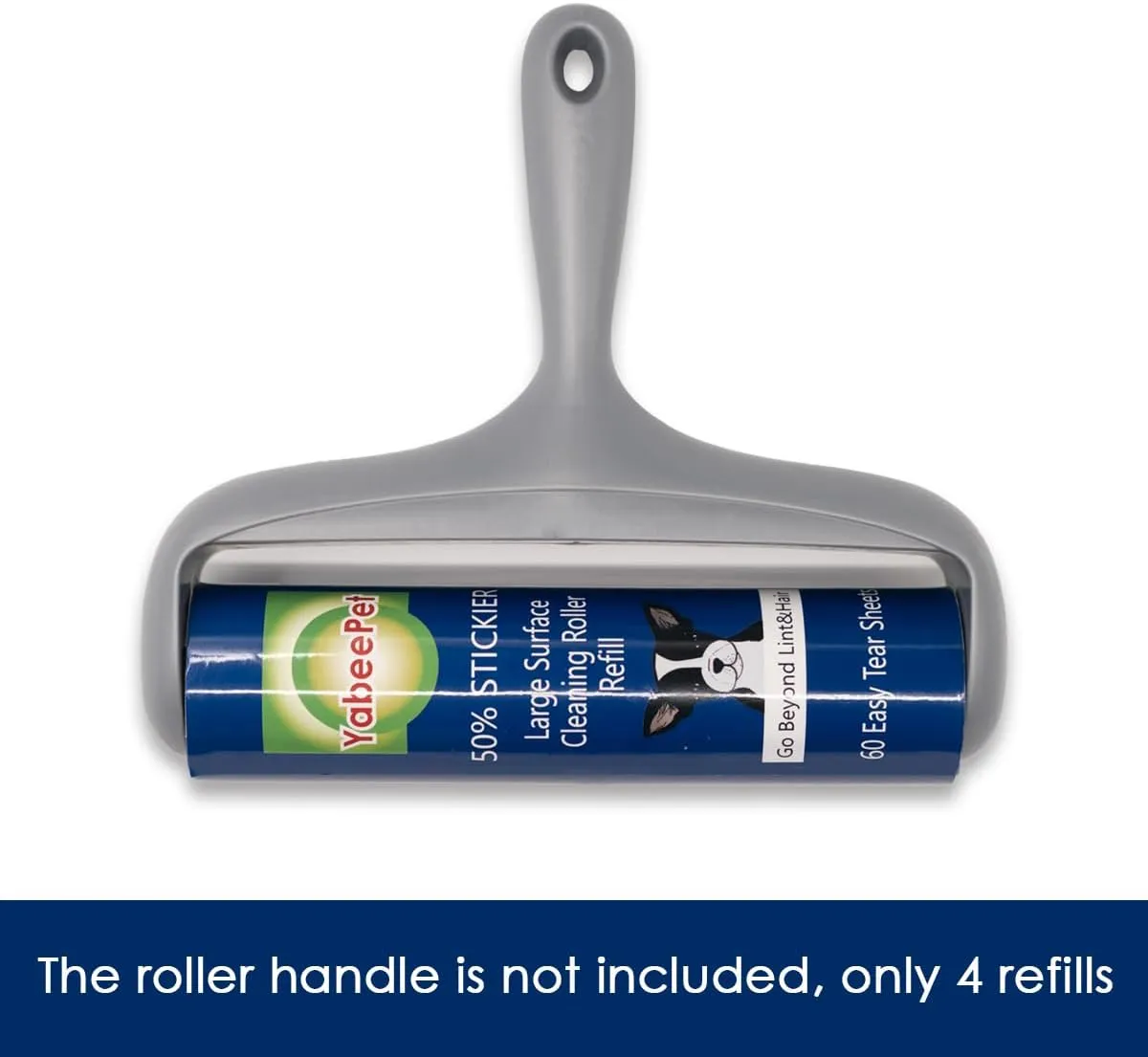 8 inch Lint Roller Refill for Scotch-Brite 50% Stickier Large Surface Lint Roller, Works Great On Pet Hair (60 Sheets per Roll, 240 Sheets Total)