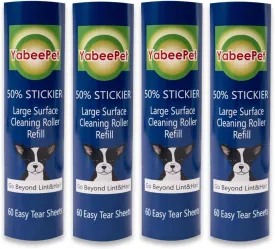 8 inch Lint Roller Refill for Scotch-Brite 50% Stickier Large Surface Lint Roller, Works Great On Pet Hair (60 Sheets per Roll, 240 Sheets Total)