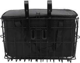 Alomejor Front Basket Large Capacity Removable Liner Bag Grocery Fruit Pets Black with Convenient Handle for Carrying