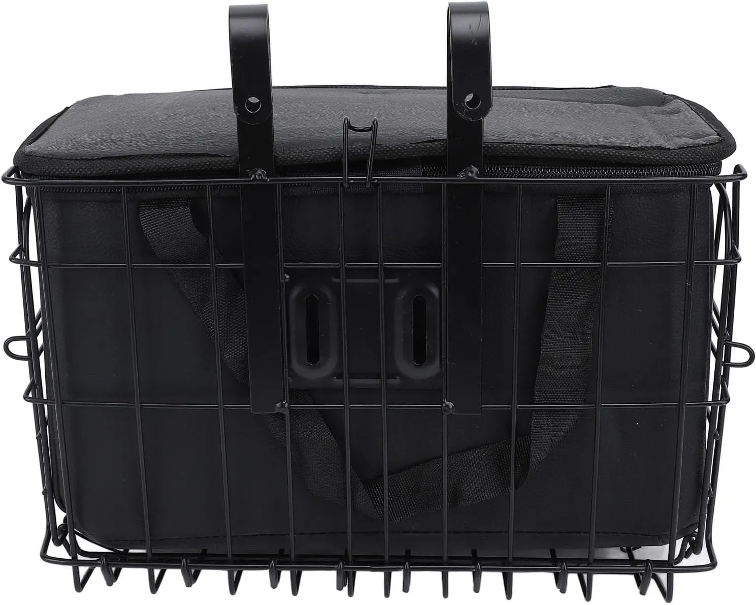 Alomejor Front Basket Large Capacity Removable Liner Bag Grocery Fruit Pets Black with Convenient Handle for Carrying