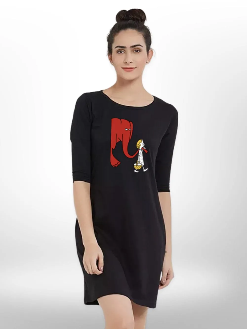ANIMAL BOND PRINTED THREE QUARTER SLEEVE SIDE POCKET T-SHIRT FOR WOMEN'S