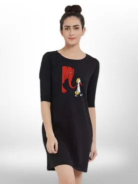 ANIMAL BOND PRINTED THREE QUARTER SLEEVE SIDE POCKET T-SHIRT FOR WOMEN'S