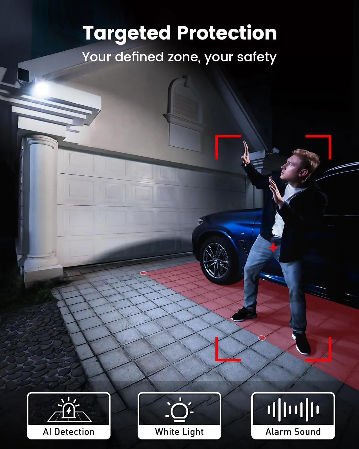 AOSU Security Cameras Wireless Outdoor - 3K/5MP Solar Powered 400-Lumen Spotlight Camera, 360° Pan/Tilt Surveillance, Night Vision, 2.4G WiFi Camera, Auto Tracking, AI Human/Vehicle/Pet Detection