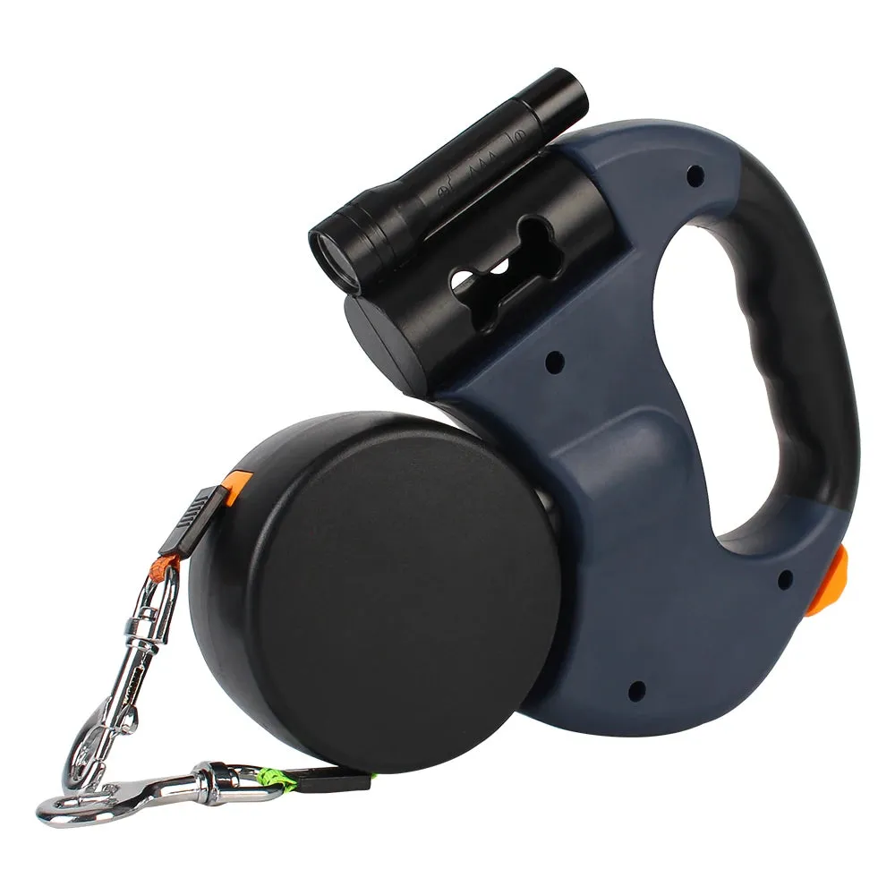 Auto Retractable Dual Dog Leash 3m With Flashlight Waste Bag Box Roulette Double-Ended Traction Rope Pet supplies