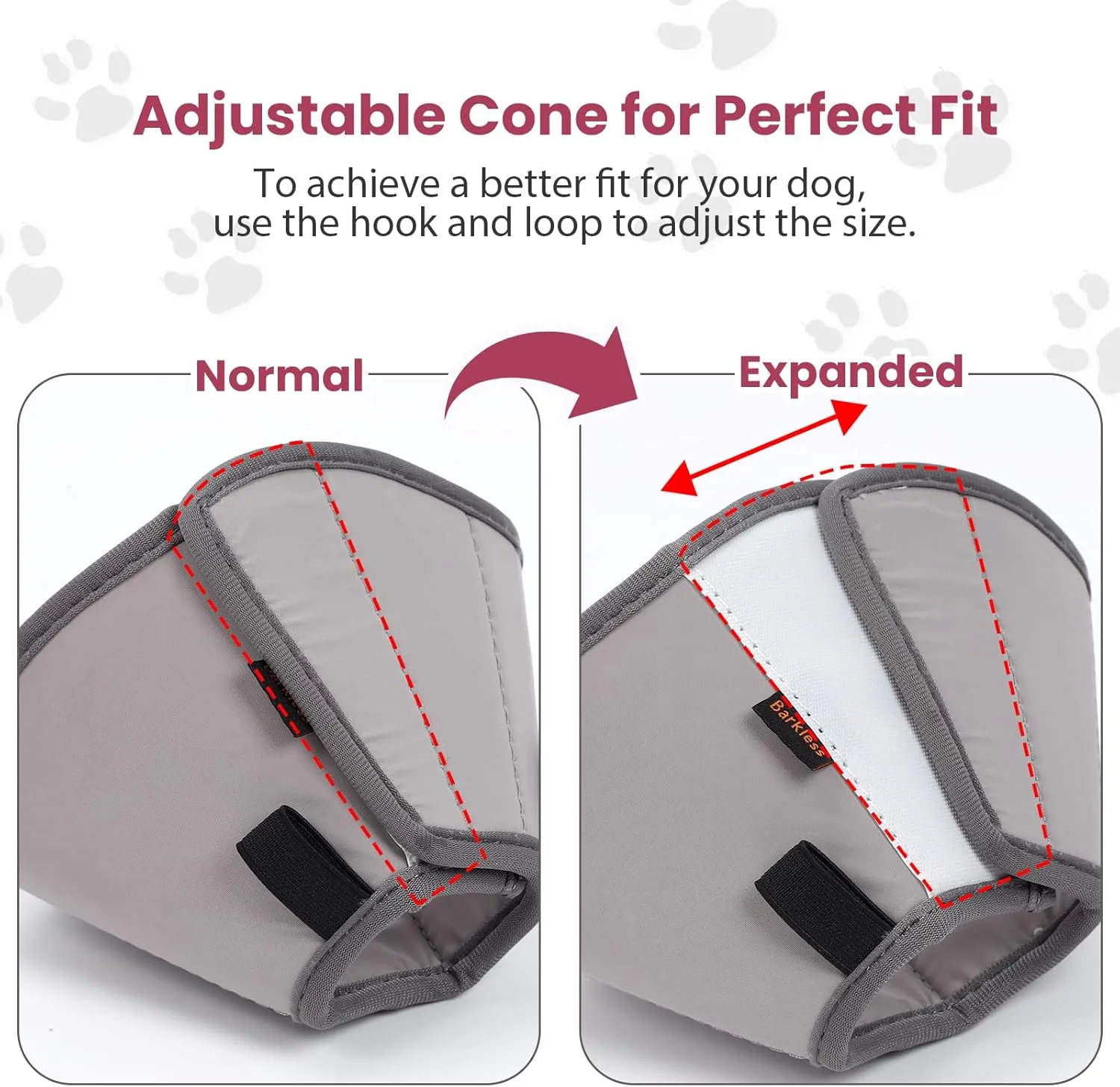 BARKLESS Dog Cone, Soft Cones for Large Dogs After Surgery to Stop Licking, Adjustable Elizabethan Collar for Neuter Surgery, Lightweight Recovery Collar