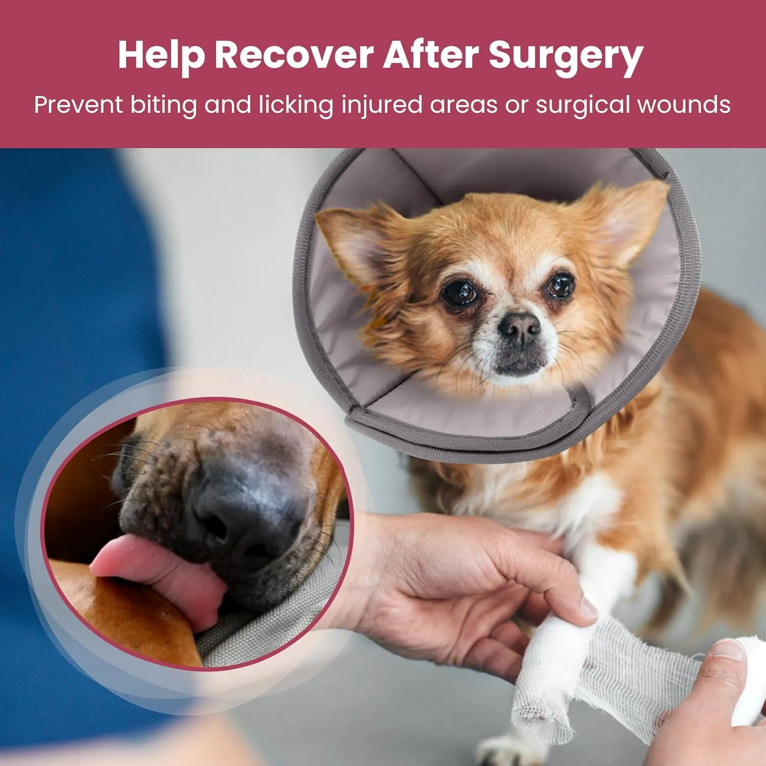 BARKLESS Dog Cone, Soft Cones for Large Dogs After Surgery to Stop Licking, Adjustable Elizabethan Collar for Neuter Surgery, Lightweight Recovery Collar