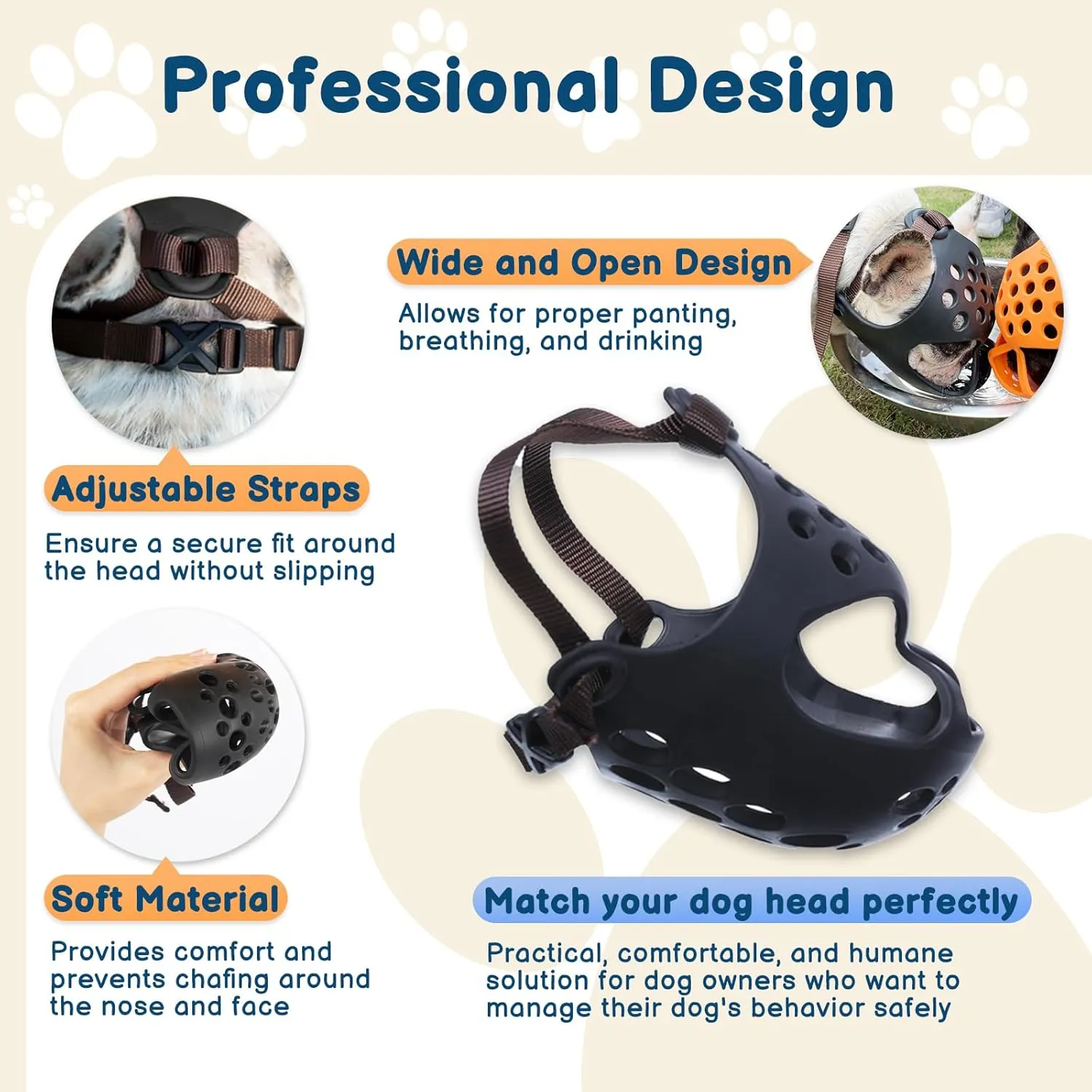 BARKLESS Dog Muzzle for Short Snout, Soft English Bulldog Muzzle for Biting, Chewing, Licking, Flat-Faced Bulldog Mouth Guard for Aggressive Dogs Grooming Walking, Allows Drinking