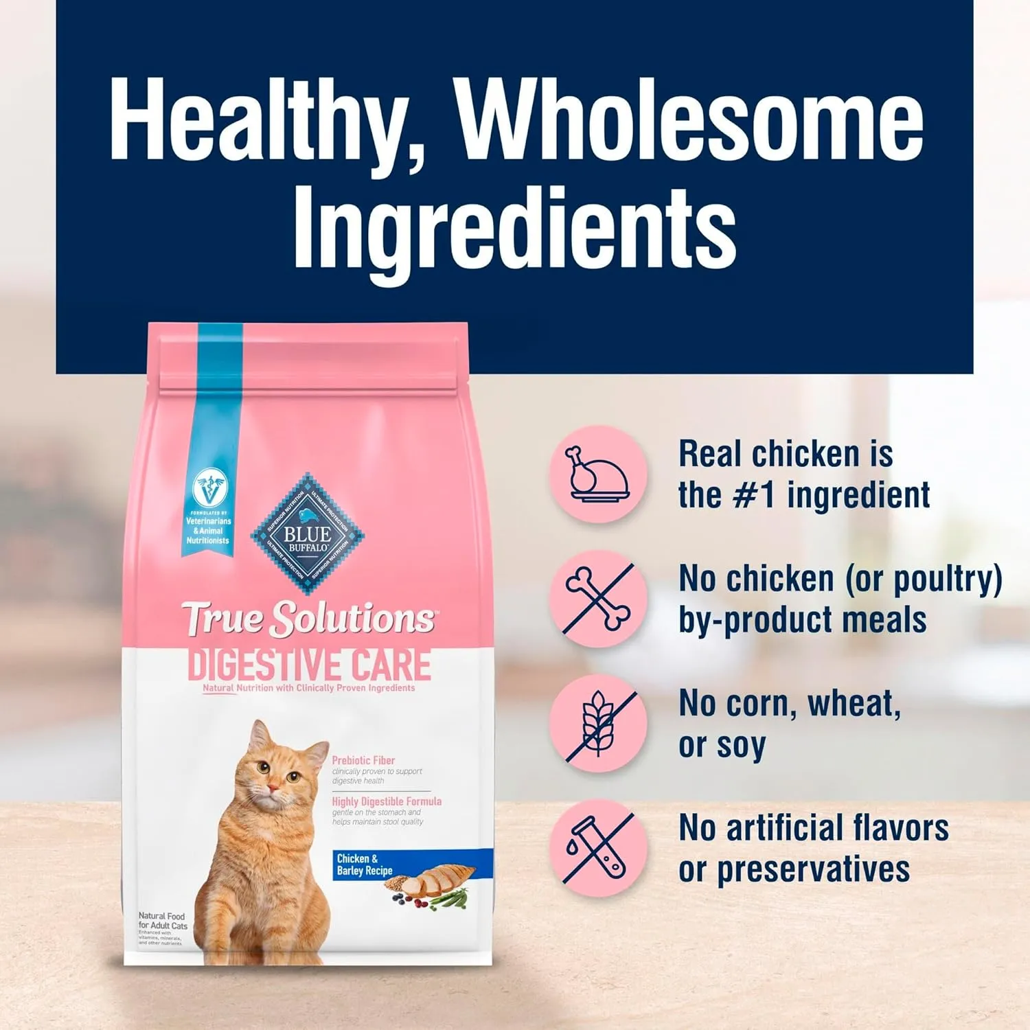 Blue Buffalo True Solutions Digestive Care Natural Dry Cat Food for Adult Cats, Chicken, 3.5-lb. Bag
