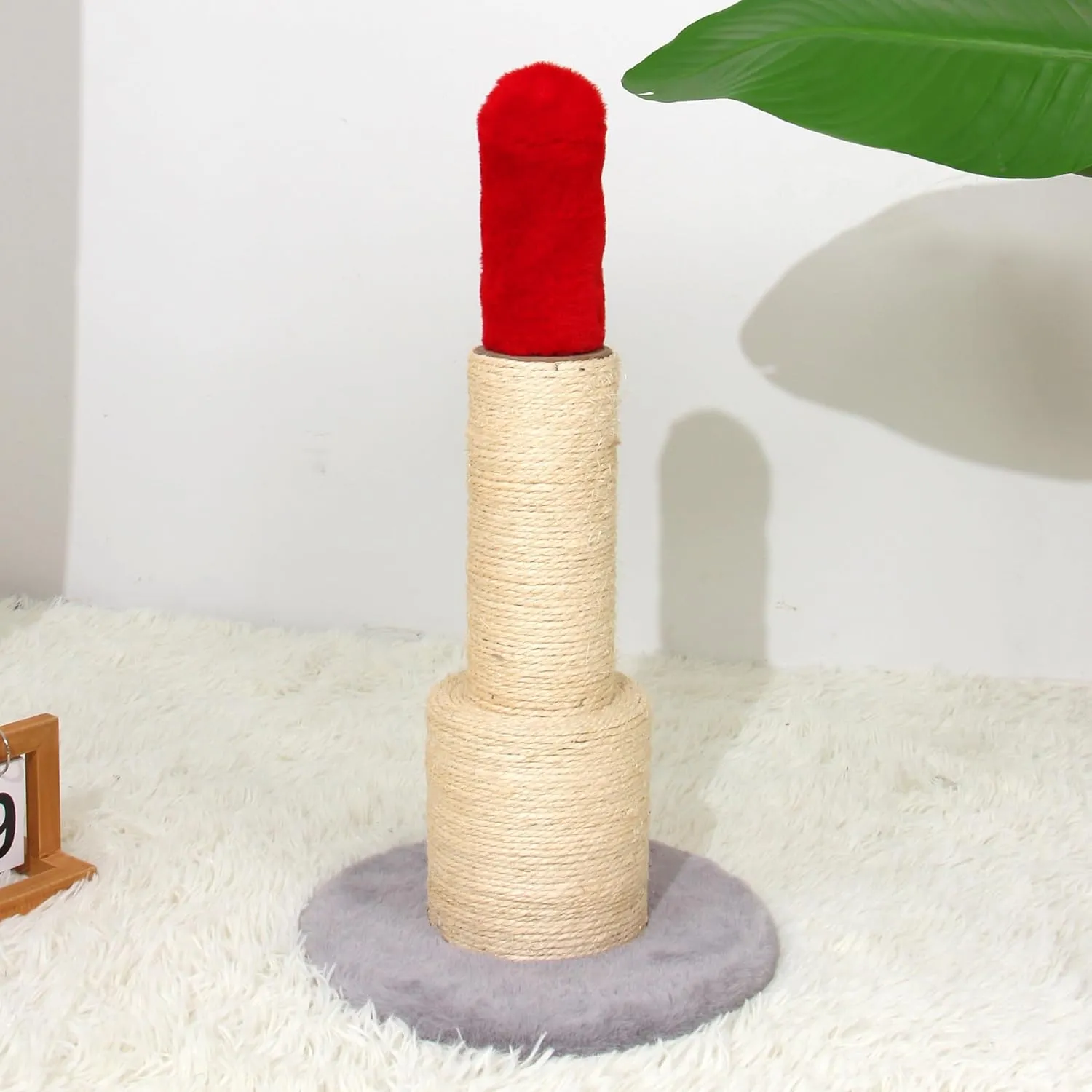 Cat Scratching Post for Indoor Cats- Elegant Lipstick-Inspired Sisal Rope Scratch Posts for Kittens or Small Cats, Red, 22.7 Inch