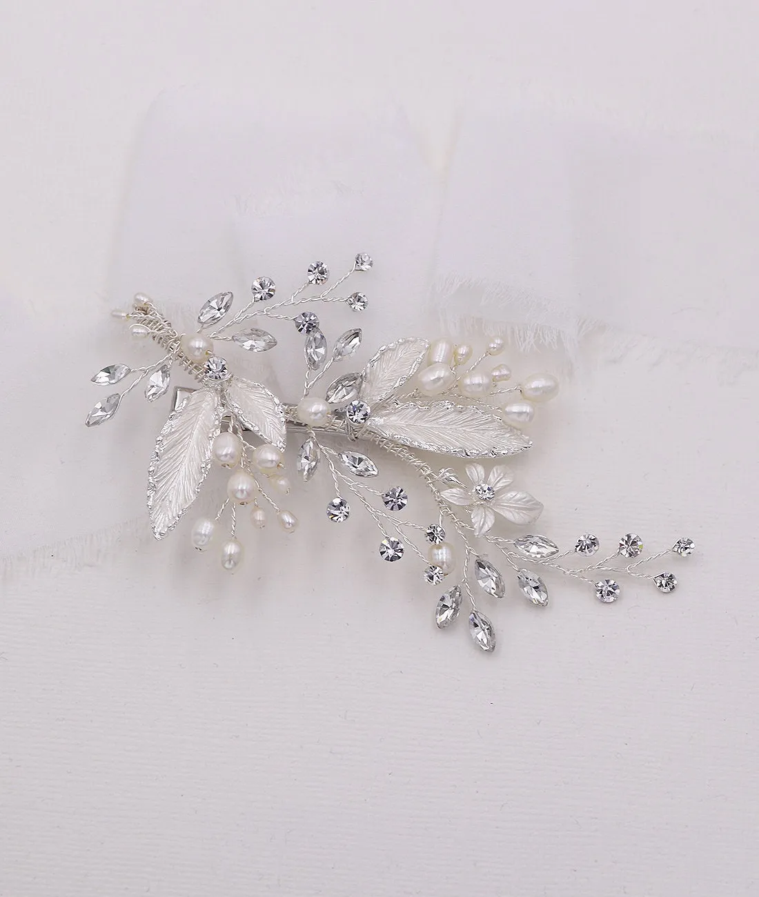 Celeste Pearl Leaf Wedding Clip