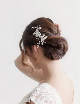 Celeste Pearl Leaf Wedding Clip