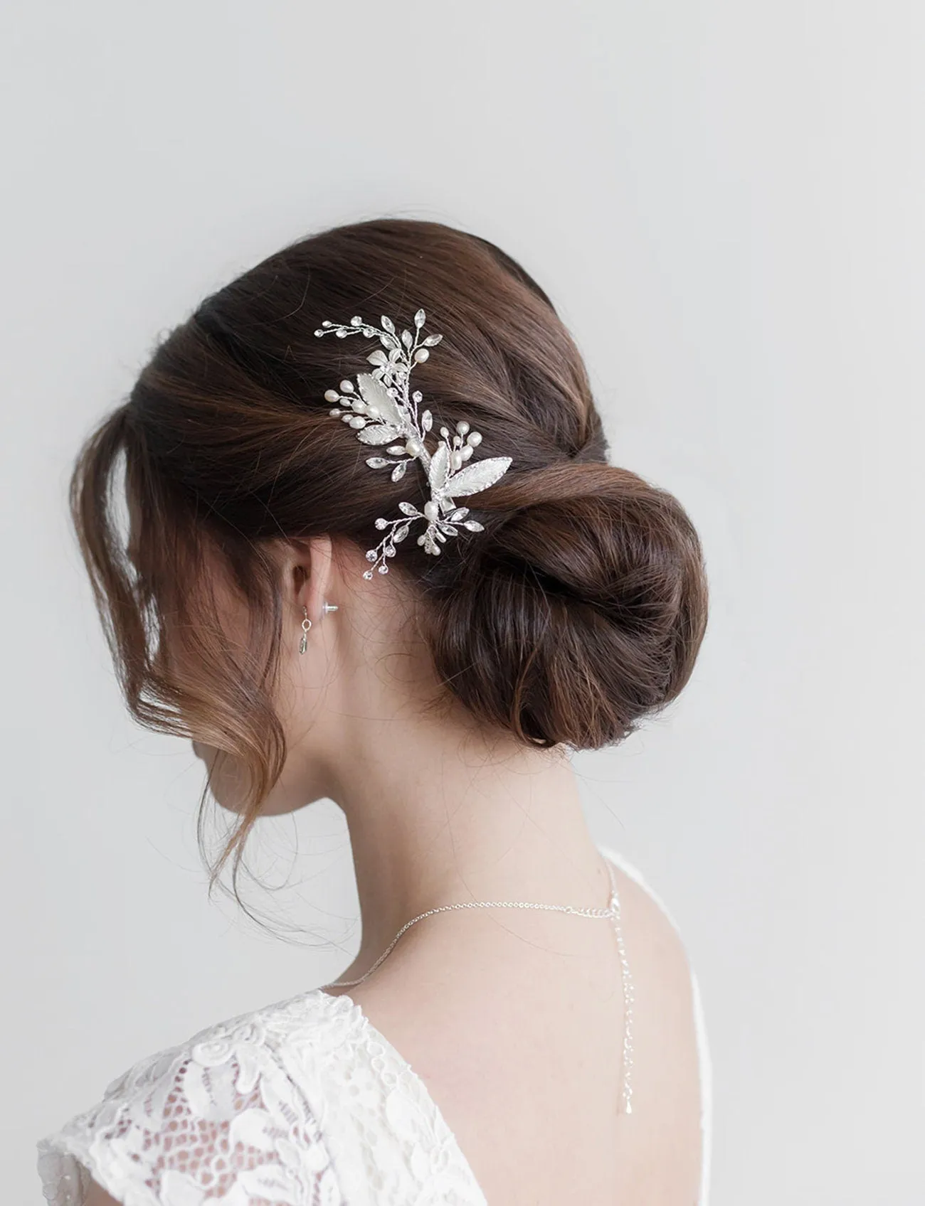 Celeste Pearl Leaf Wedding Clip