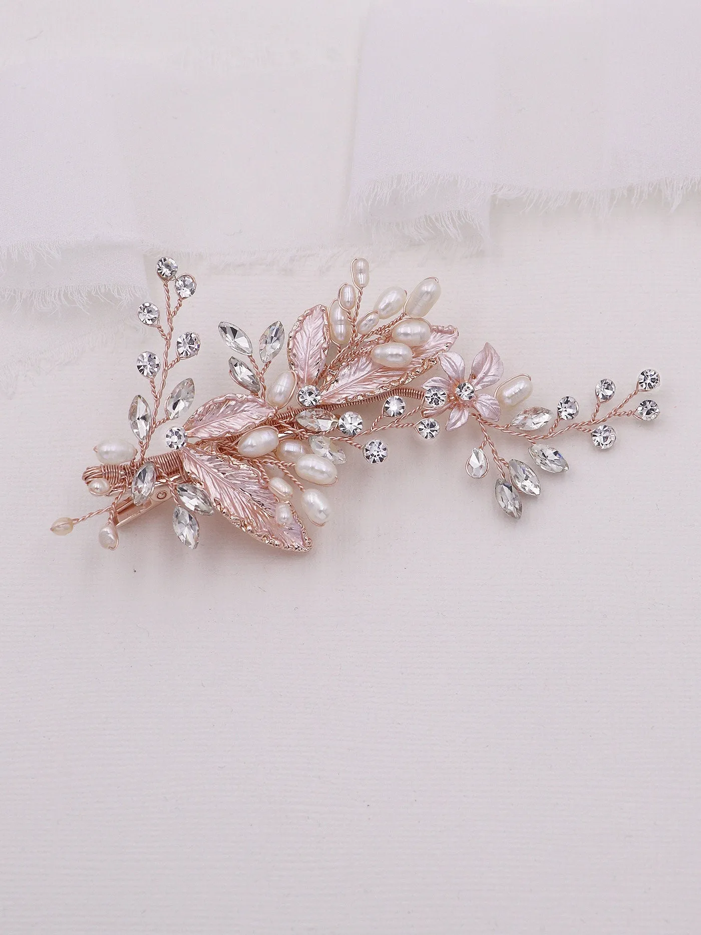 Celeste Pearl Leaf Wedding Clip