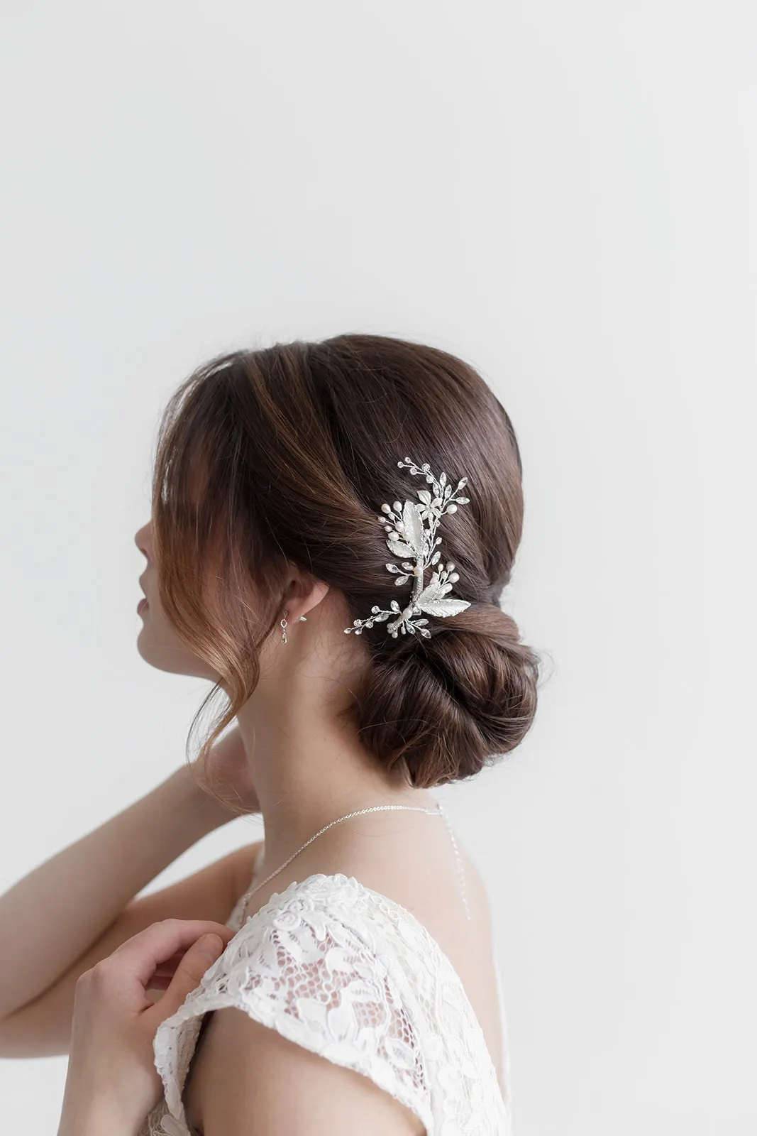 Celeste Pearl Leaf Wedding Clip