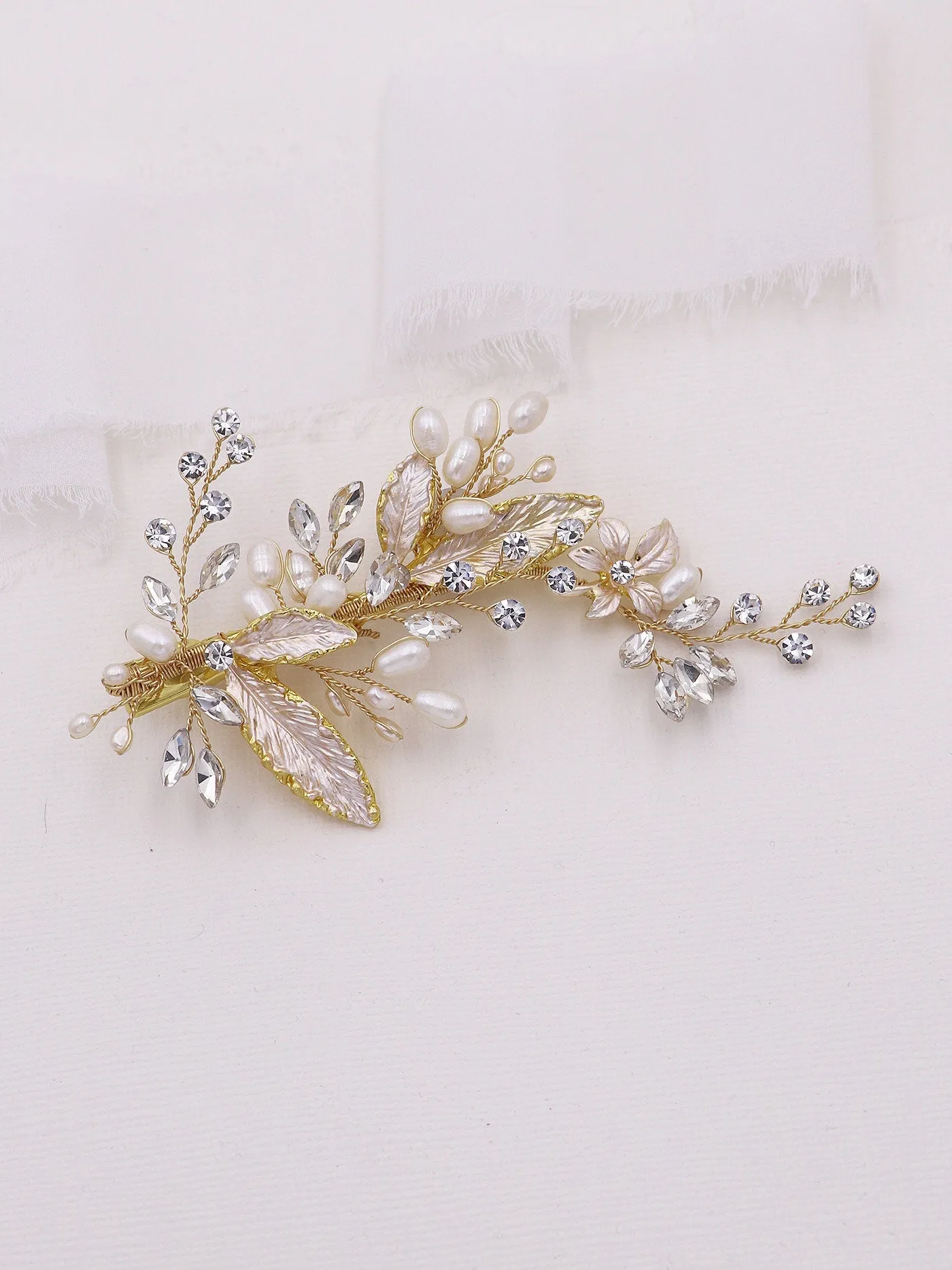 Celeste Pearl Leaf Wedding Clip