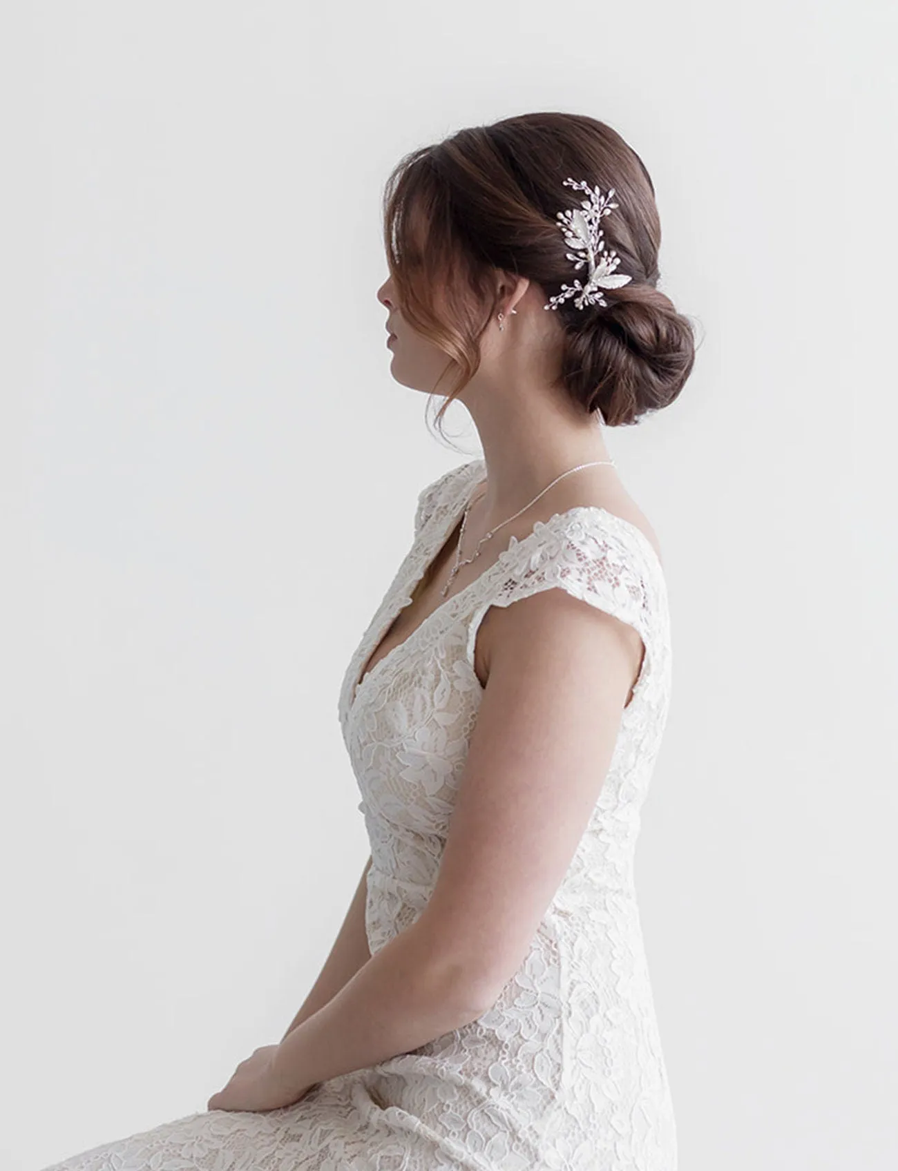 Celeste Pearl Leaf Wedding Clip
