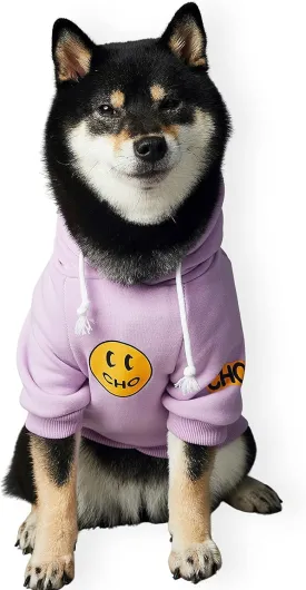 ChoChoCho Smiley Dog Hoodie Stylish Dog Clothes Smiley Face Sweater Cotton Sweatshirt Fashion Outfit for Dogs Cats Puppy Small Medium Large (S, Purple)