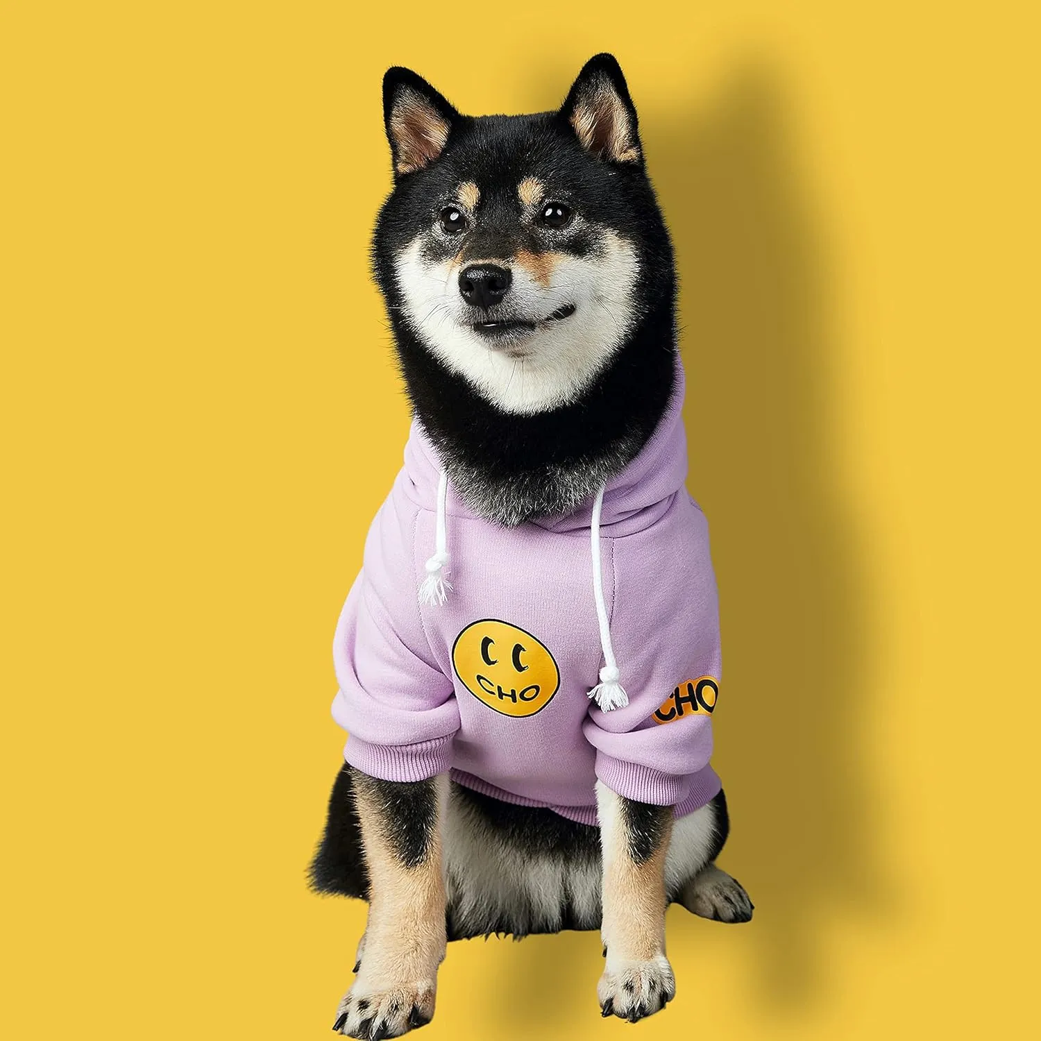 ChoChoCho Smiley Dog Hoodie Stylish Dog Clothes Smiley Face Sweater Cotton Sweatshirt Fashion Outfit for Dogs Cats Puppy Small Medium Large (S, Purple)