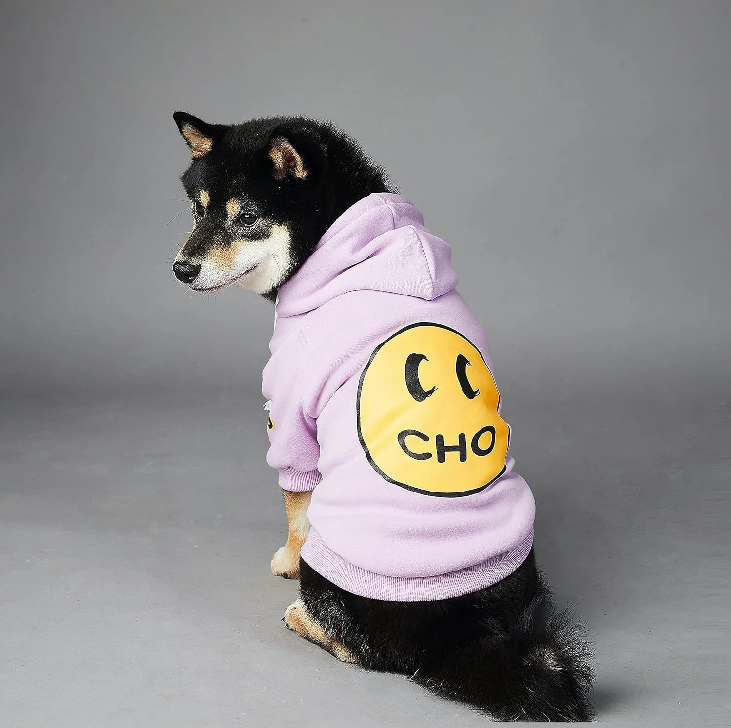 ChoChoCho Smiley Dog Hoodie Stylish Dog Clothes Smiley Face Sweater Cotton Sweatshirt Fashion Outfit for Dogs Cats Puppy Small Medium Large (S, Purple)