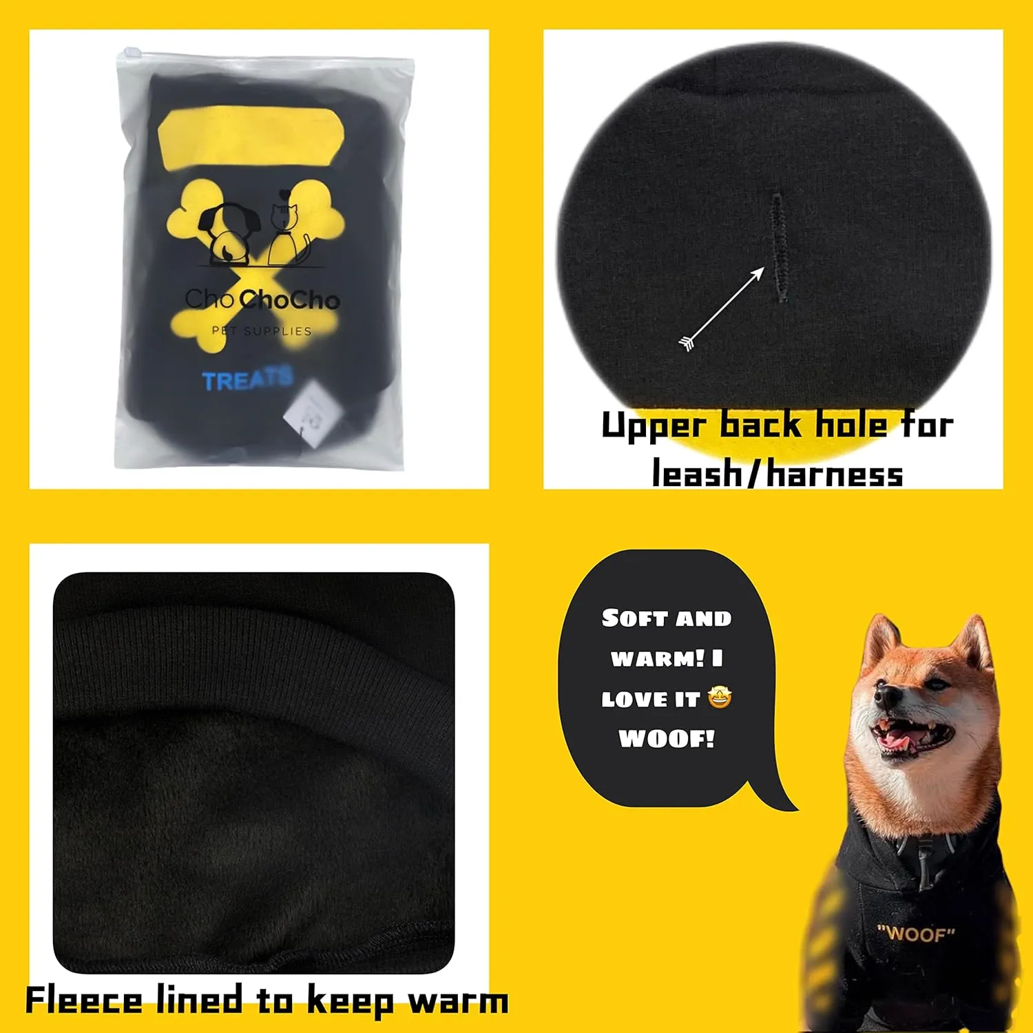 ChoChoCho Stylish Dog Hoodie Dog Clothes Streetwear Cotton Sweatshirt Fashion Outfit for Dogs Cats Puppy Small Medium Large (2XL, Yellow)