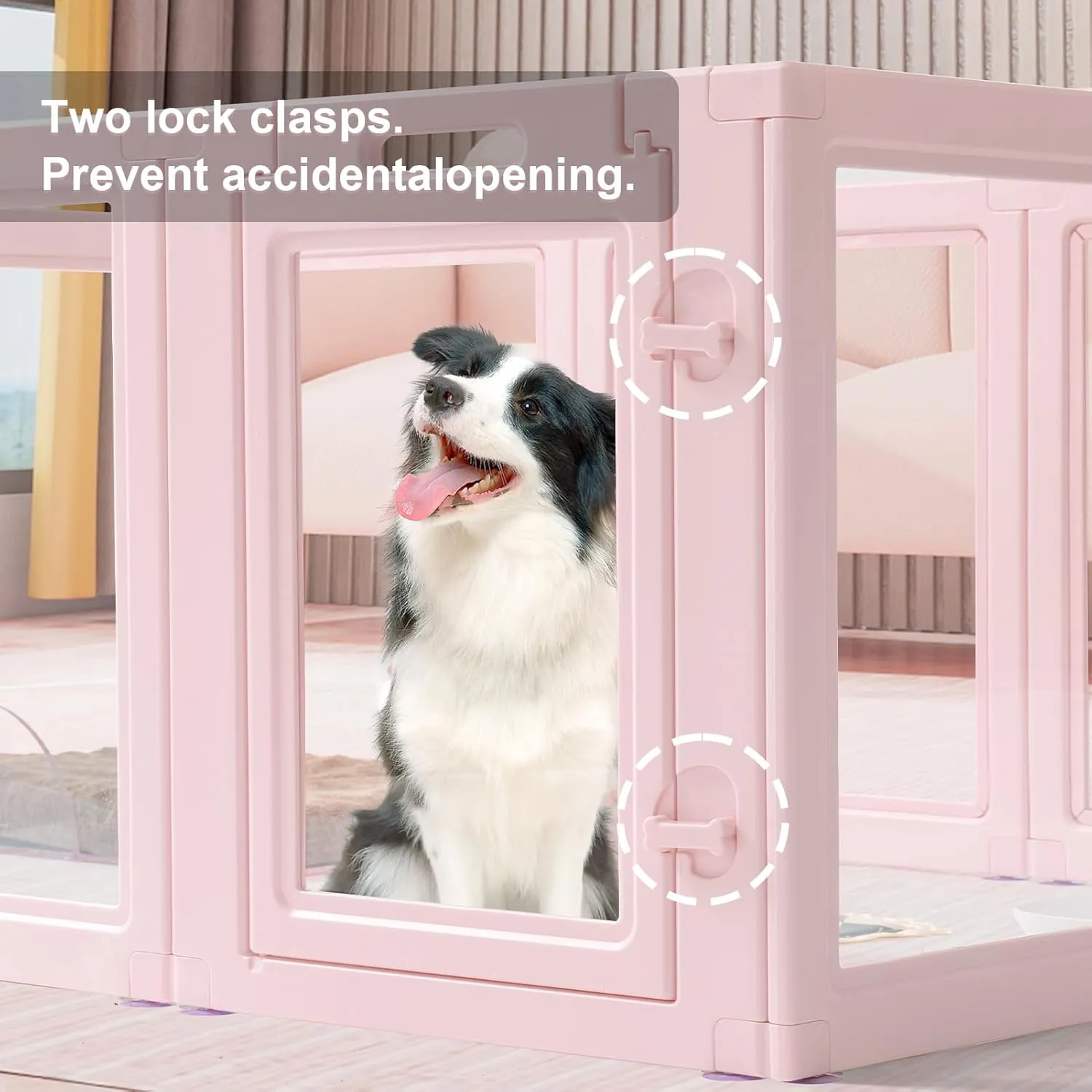 Clear Acrylic Dog Playpen,Transparent DIY Dog Pen,Easy Assembly and Disassembly,Indoor and Outdoor Use,Simple Cleansing Fence (Skin Pink, 60CM, 10 Panel)