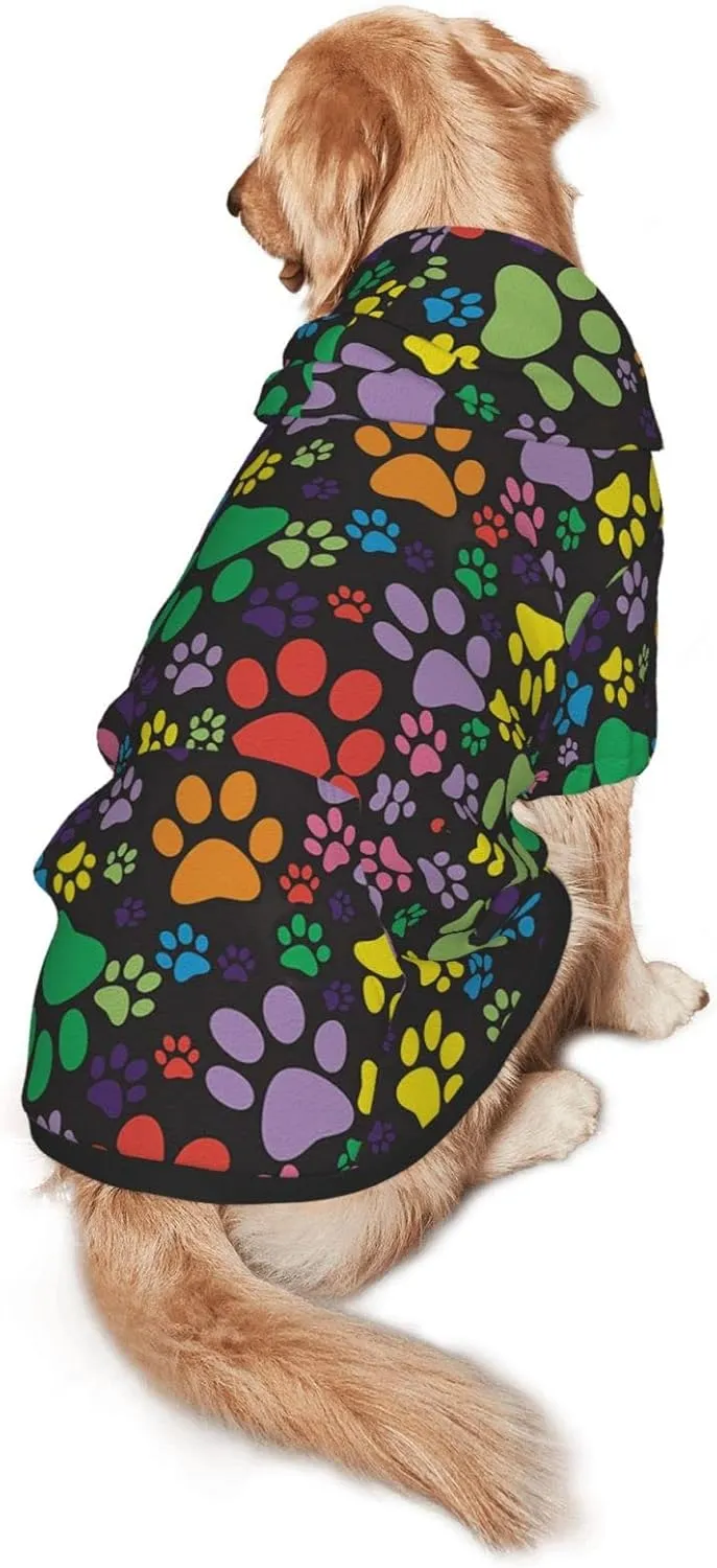 Colorful Dogprint Dog HoodiesDog Clothes with Pocket and Hat Winter Clothes Sweaters for Medium Large Dogs Girl Boy Pets' Clothes Outfits