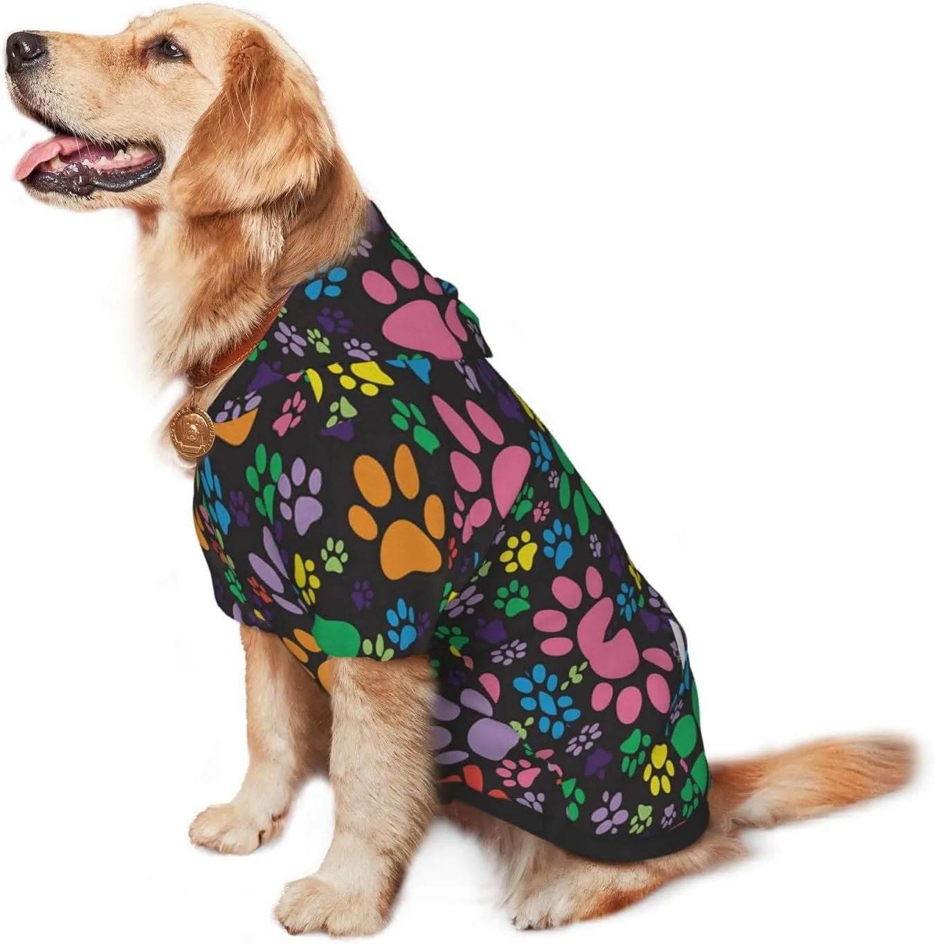 Colorful Dogprint Dog HoodiesDog Clothes with Pocket and Hat Winter Clothes Sweaters for Medium Large Dogs Girl Boy Pets' Clothes Outfits