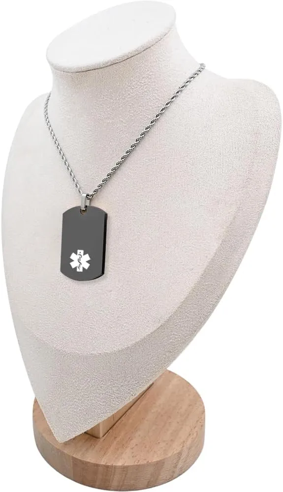 Custom Medical Alert Necklace for Men Women Personalized Engraved Medical ID Tag Stainless Steel Emergency Med Alert Necklace Medical Alert Jewelry