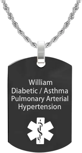 Custom Medical Alert Necklace for Men Women Personalized Engraved Medical ID Tag Stainless Steel Emergency Med Alert Necklace Medical Alert Jewelry