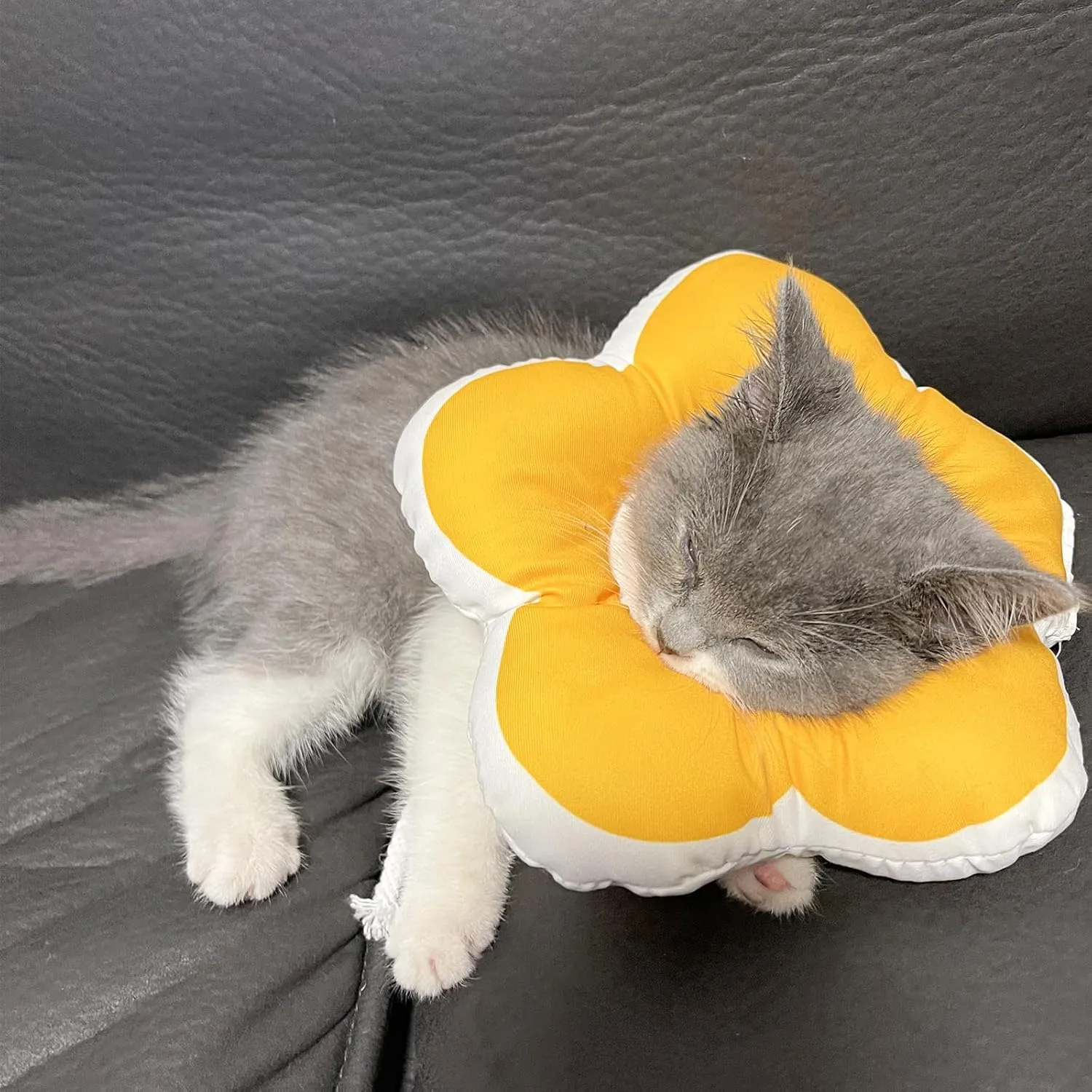Cute Flower Cone, Anti-Splashing Water Soft E Collar for Cats After Surgery, Neck Pillow for Cozy Sleep and Anti-Licking, Donut Cone for Puppies to Take Photos (Purple, S)