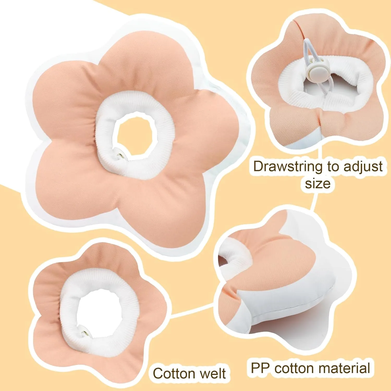 Cute Flower Cone, Anti-Splashing Water Soft E Collar for Cats After Surgery, Neck Pillow for Cozy Sleep and Anti-Licking, Donut Cone for Puppies to Take Photos (Purple, S)