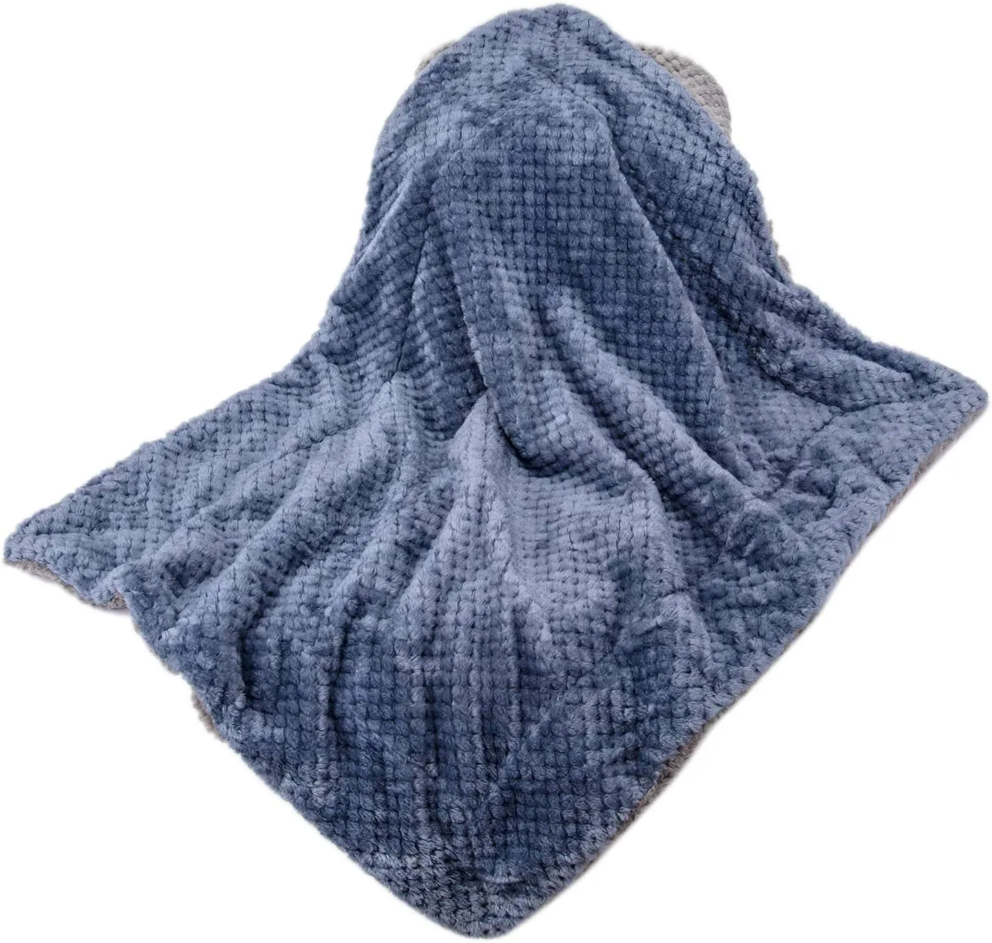DG Plush Fleece Receiving Blanket for Dog, Cat, Pet - Warm & Soft, Couch, Sofa, Travel & Outdoor, Camping (24" x 32"), Smoked Blue