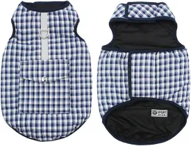 Dog Cold Weather Coats,Cozy British Style Plaid Dog Pet Vest Winter Coat, Waterproof Windproof Warm Jacket Dog Apparel for Smell Medium Large Dogs Cats (X-Large, Plaid-Blue)