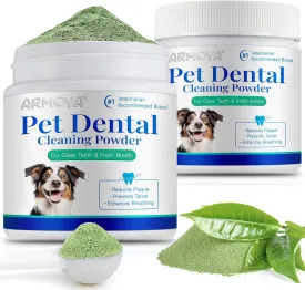 Dog Dental Powder-Teeth Cleaning Powder for Dogs-Dog Breath Freshener - Tartar Remover for Teeth with Natural Herbal Blend - Dental Care Supplies for Small - Medium - Large Dogs 2Pcs