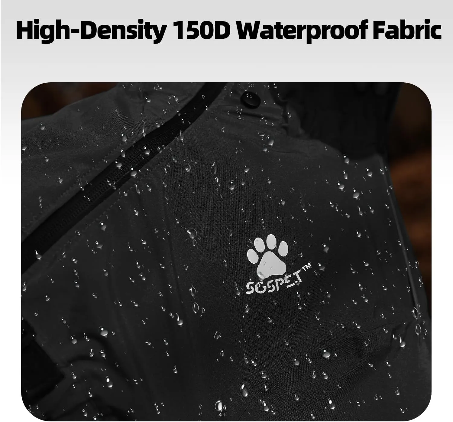 Dog Raincoat, Waterproof Winter Coat with Reflective Tape and Leash Holes, Lightweight &Windproof Jacket with Elasticized Belly and Cuff Designs,Black Dog Raincoat with Side Zipper