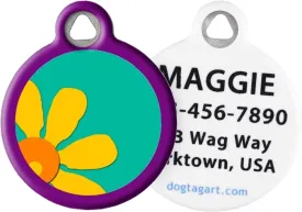 Dog Tag Art Crazy Daisy Lupine Pattern Pet ID Tag for Dogs and Cats, Silent Polymer Coated Stainless Steel Nametag Complements Lupine Leash and Collar Patterns - Large 1.25" Diameter
