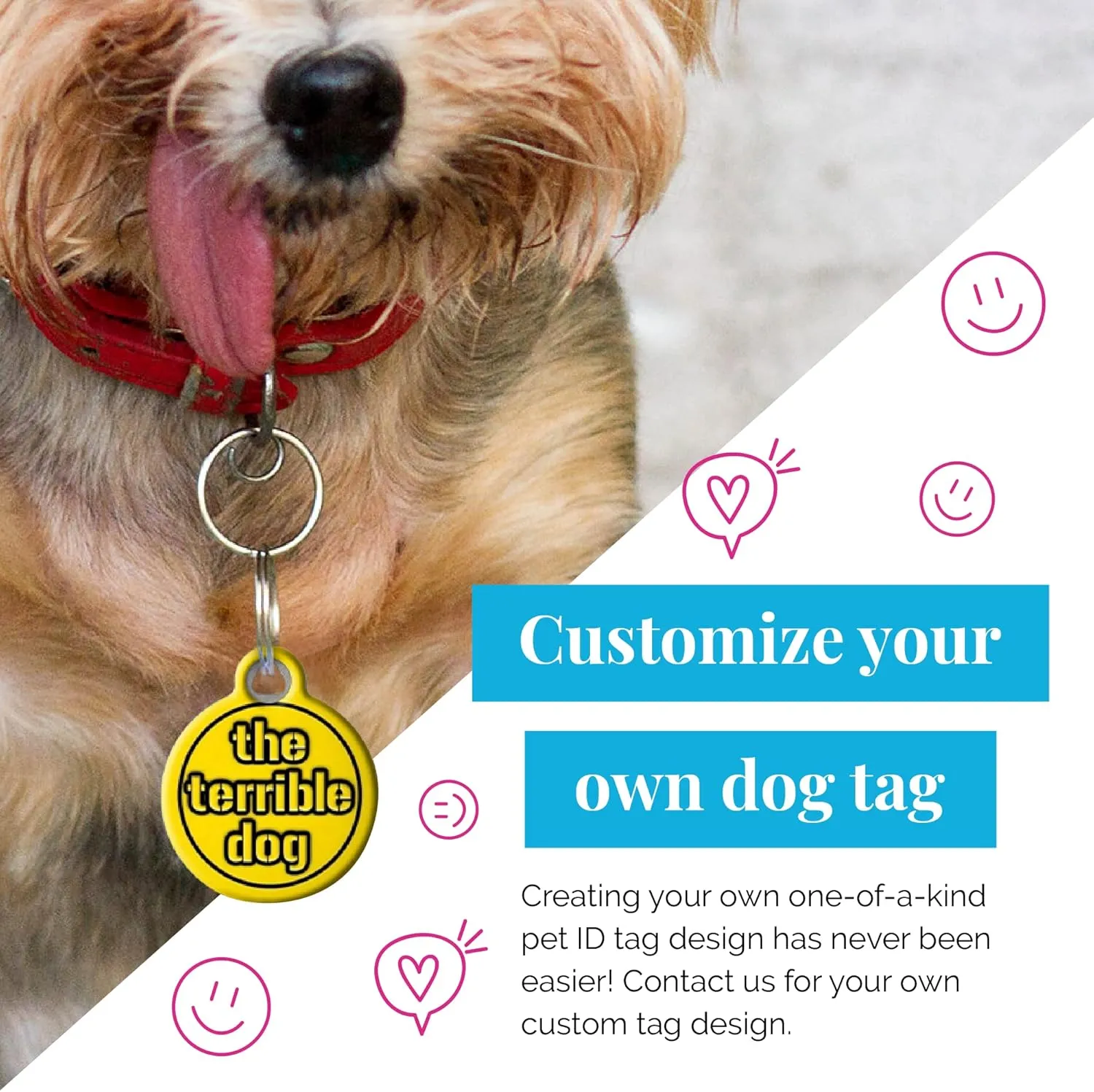 Dog Tag Art Jack Russell Terrier Personalized Dog Breed Pet ID Tag for Dogs, Silent Polymer Dog tag with Customized Identification Information - Large 1.25" Diameter