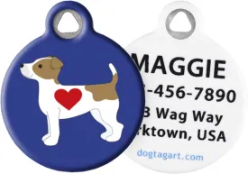 Dog Tag Art Jack Russell Terrier Personalized Dog Breed Pet ID Tag for Dogs, Silent Polymer Dog tag with Customized Identification Information - Large 1.25" Diameter