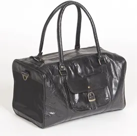 Dogstuff Depot Pet Deluxe Leather Travel Carrier  Genuine Black Leather