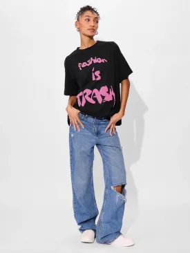 Fashion Is Trash Printed Cheap Price Premium Quality Womens Drop Shoulder T shirt Legacy Boutiques Bangladesh