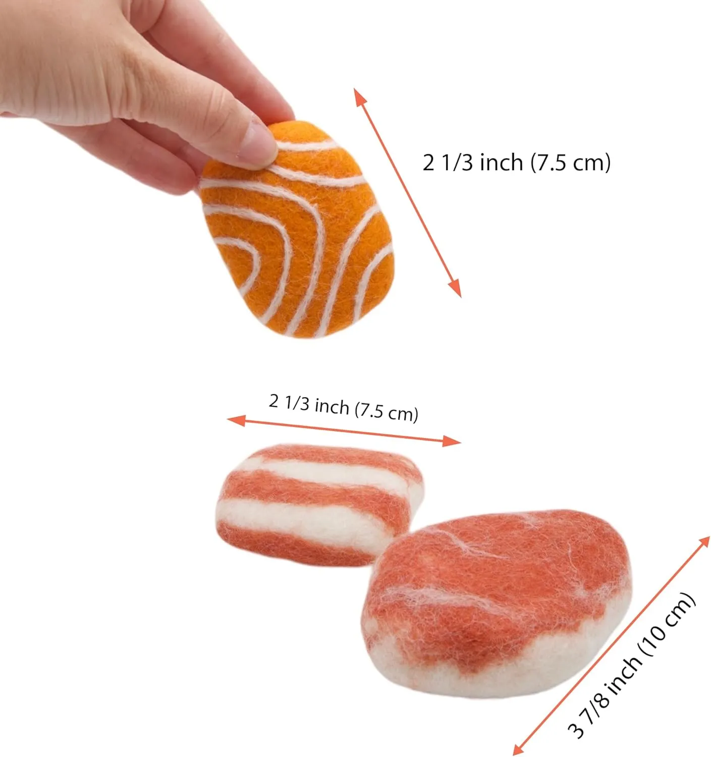Glaciart One Wool Meat Sushi Cat Toy Set with Catnip | Cute Cat Toy for Interaction & Boredom Relief, Encourages to Exercise & Play | Filled w/Organic Catnip to Help Sooth or Reduce Anxiety