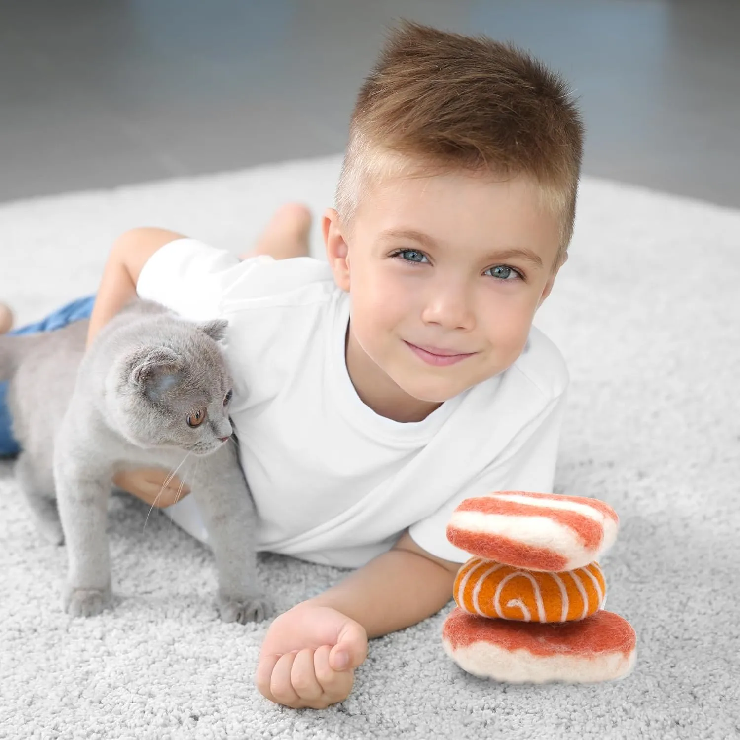 Glaciart One Wool Meat Sushi Cat Toy Set with Catnip | Cute Cat Toy for Interaction & Boredom Relief, Encourages to Exercise & Play | Filled w/Organic Catnip to Help Sooth or Reduce Anxiety
