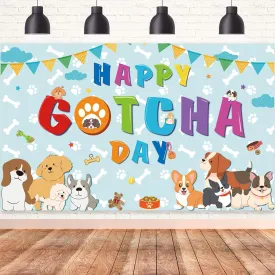 Happy Gotcha Day Backdrop Banner - Pet Adoption Party Decorations, Gotcha Day Party Decorations Hanging Background Indoor Outdoor Decor