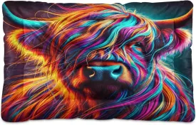 Joko Ivery Highland Cow Neon Dog Cat Bed for Crate Soft Crate Pad Anti Slip Sleeping Mats Machine Washable Crate Mat for Puppy Dogs Cats Indoor Pet Supplies 2418 in
