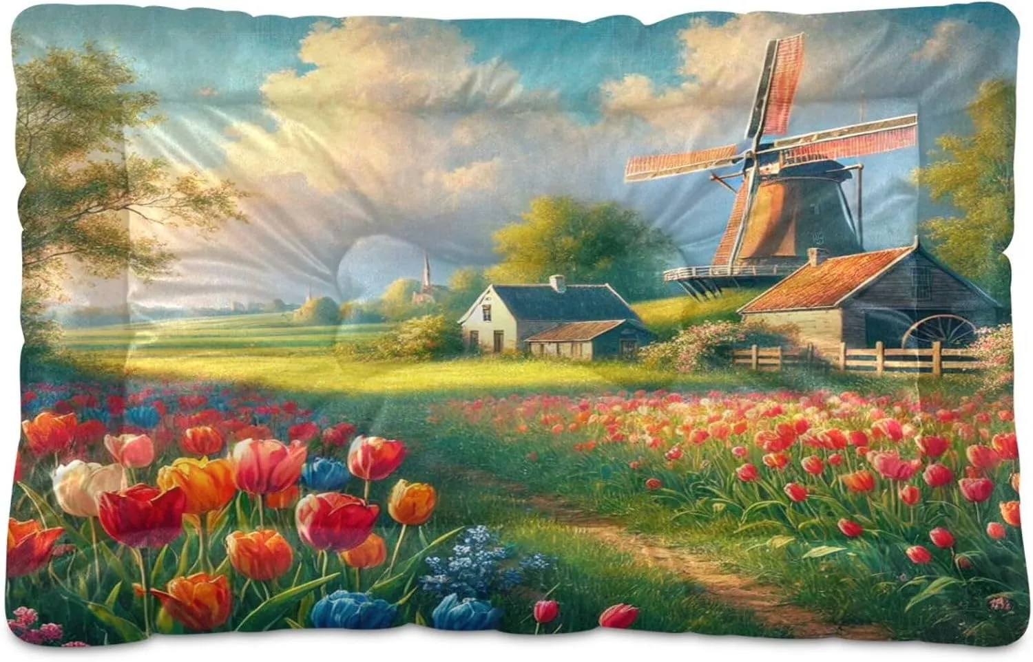 Joko Ivery Windmill Flower Dog Cat Bed for Crate Soft Crate Pad Machine Washable Sleeping Mats Anti Slip Crate Mat for Dogs Puppy Cats Indoor Pet Supplies 3624 in