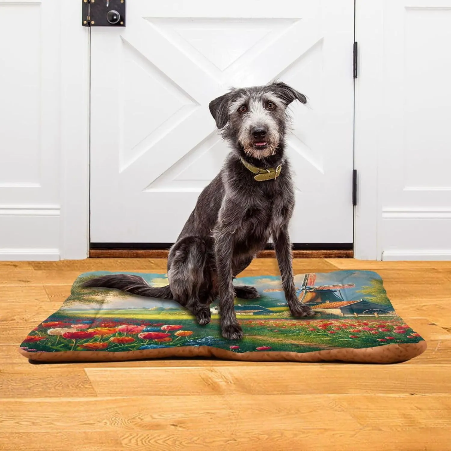 Joko Ivery Windmill Flower Dog Cat Bed for Crate Soft Crate Pad Machine Washable Sleeping Mats Anti Slip Crate Mat for Dogs Puppy Cats Indoor Pet Supplies 3624 in